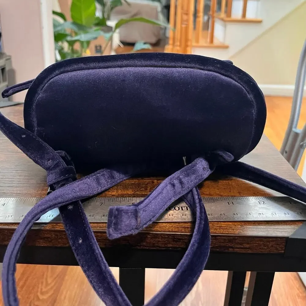 Neiman Marcus Royal Purple Blue Velvet Adjustable Shoulder Strap Mini Backpack